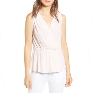 Chelsea28 pink peplum sleeveless blouse